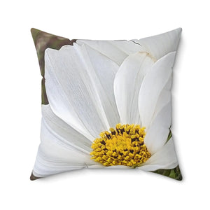 DipaliZ square throw pillow printed with scattered white daisies