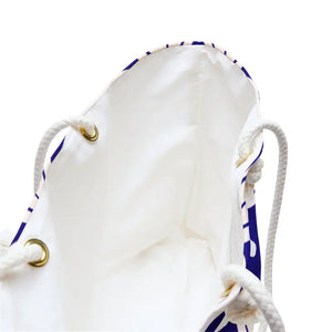 Oversized Polyester Weekender Bag Large White Flowers Blue - Dipaliz - 24’’ × 13’’ - Tote Bags