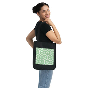 Eco Organic Floral Pattern Tote Bag - Green Cotton - Dipaliz - Bags
