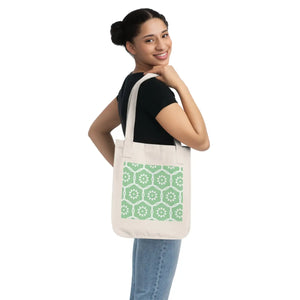 Eco Organic Floral Pattern Tote Bag - Green Cotton - Dipaliz - Bags