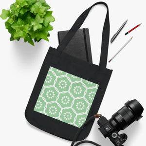 Eco Organic Floral Pattern Tote Bag - Green Cotton - Dipaliz - Bags