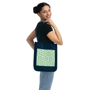 Eco Organic Floral Pattern Tote Bag - Green Cotton - Dipaliz - Bags