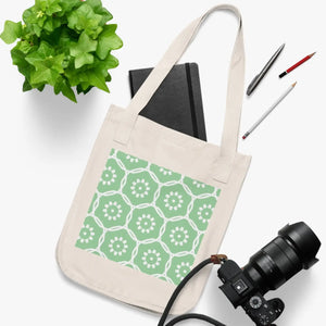 Eco Organic Floral Pattern Tote Bag - Green Cotton - Dipaliz - Bags