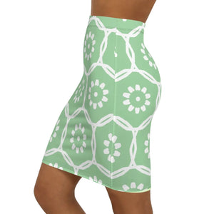 Light Floral Pattern on Green Women’s Mini Skirt - Skirts - Xs