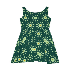 Light Green Floral Skater Dress – Garden Party - Dipaliz - Dresses - s