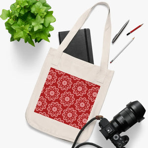 Vibrant Canvas Tote Bag - Organic Red Pattern - Dipaliz - Bags