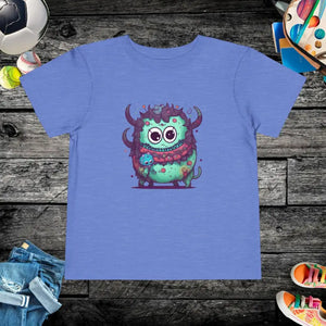 Cute Monster Toddler t Shirt - Playful Comfort Tee - Dipaliz - Heather Columbia Blue / 2t - Baby & Clothing