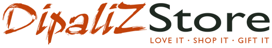 DipaliZ Store logo, wide, color, transparent, with the tagline Love it, shop it, gift it