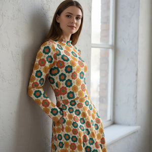 Dipaliz Long Sleeve Midi Dress Anemone Print with Pockets - Dresses - Xs