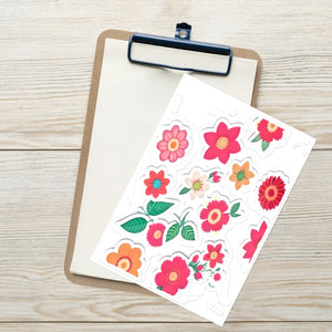 Vibrant Flowers Sticker Sheet - Eco-friendly Vinyl - Dipaliz - Decorative Stickers