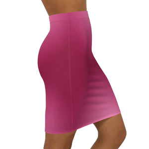 Magenta Mid-waist Pencil Skirt, Stretchy Slim-fit Women’s Mini - Skirts - Xs