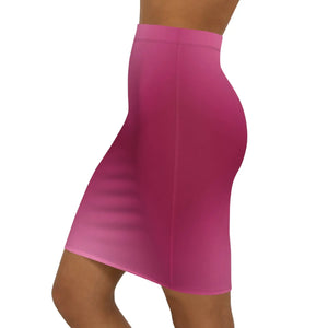 Magenta Mid-waist Pencil Skirt, Stretchy Slim-fit Women’s Mini - Skirts - Xs