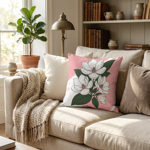 Dipaliz magnolia flower throw pillow insert included 18x18 - pillows