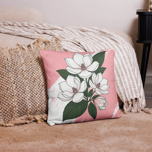 DipaliZ magnolia flower pillow, seam and concealed zip edge