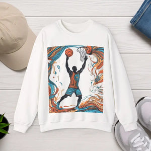 A Man Playing American Football Unisex Heavy Blend™ Crewneck Sweatshirt - s / White - Sweatshirts