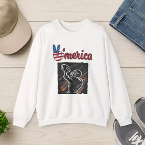 A Man Playing American Football Unisex Heavy Blend™ Crewneck Sweatshirt - s / White - Sweatshirts