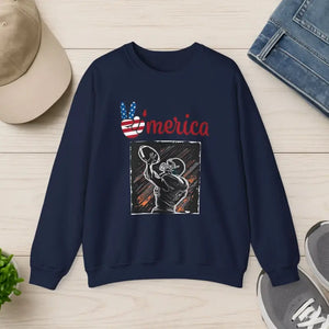 Man Playing American Football Crewneck Sweatshirt - Unisex - Dipaliz - s / Navy