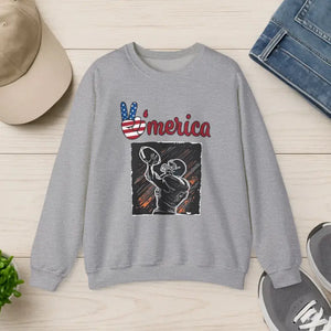 Man Playing American Football Crewneck Sweatshirt - Unisex - Dipaliz - s / Sport Grey
