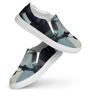 DipaliZ urban pattern men's slip-on canvas shoes with bike motifs