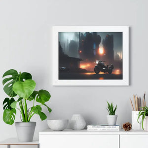 Gallery Canvas Wraps Motorcycle Night City Framed Poster by Dipaliz - Posters Prints & Visual Artwork