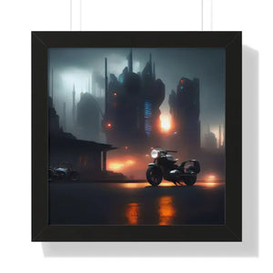 Gallery Canvas Wraps Motorcycle Night City Framed Poster by Dipaliz - 16″ x / Black - Posters Prints & Visual Artwork