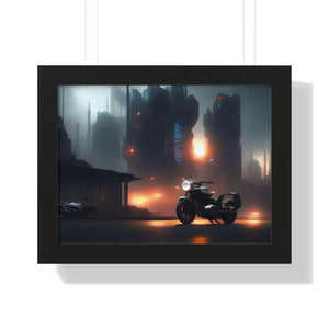 Gallery Canvas Wraps Motorcycle Night City Framed Poster by Dipaliz - 16″ x 12″ / Black - Posters Prints & Visual