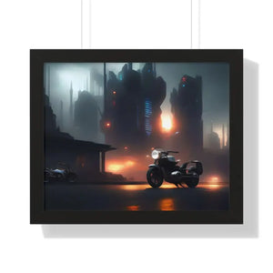Gallery Canvas Wraps Motorcycle Night City Framed Poster by Dipaliz - 20’’ x 16’’ / Black - Posters Prints & Visual