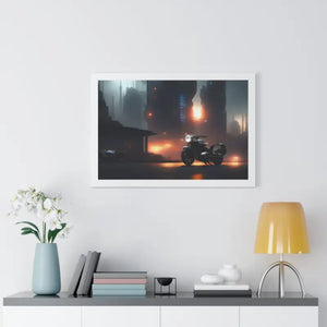 Gallery Canvas Wraps Motorcycle Night City Framed Poster by Dipaliz - Posters Prints & Visual Artwork