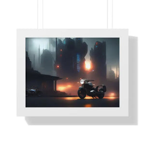 Gallery Canvas Wraps Motorcycle Night City Framed Poster by Dipaliz - 16″ x 12″ / White - Posters Prints & Visual