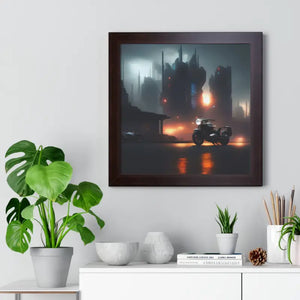 Gallery Canvas Wraps Motorcycle Night City Framed Poster by Dipaliz - Posters Prints & Visual Artwork