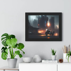 Gallery Canvas Wraps Motorcycle Night City Framed Poster by Dipaliz - Posters Prints & Visual Artwork