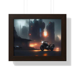 Gallery Canvas Wraps Motorcycle Night City Framed Poster by Dipaliz - 14″ x 11″ / Walnut - Posters Prints & Visual
