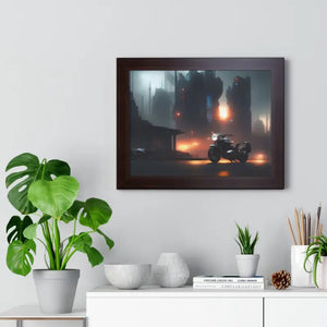 Gallery Canvas Wraps Motorcycle Night City Framed Poster by Dipaliz - Posters Prints & Visual Artwork