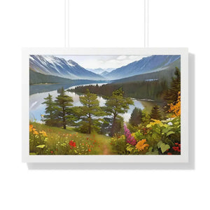 Mountains Adventure Awaits Framed Horizontal Poster - Dipaliz - 30’’ x 20’’ / White - Posters Prints & Visual Artwork