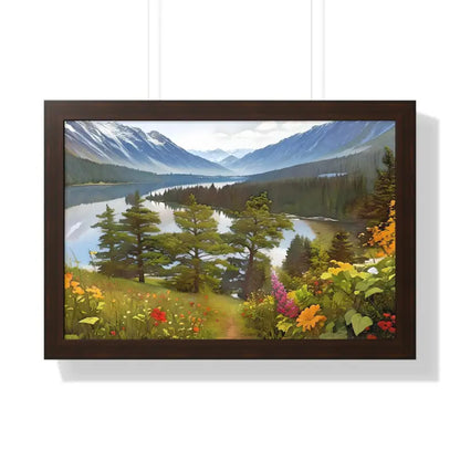 Mountains - Adventure Awaits | Dipaliz - 24″ x 16″ / Walnut - Posters Prints & Visual Artwork