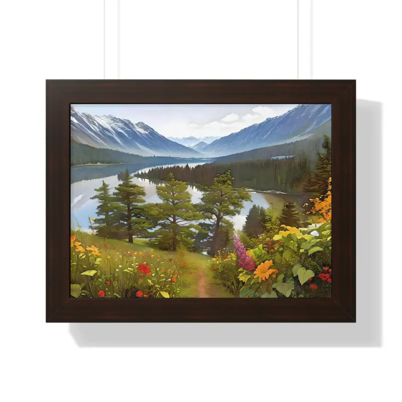 Mountains - Adventure Awaits | Dipaliz - 16″ x 12″ / Walnut - Posters Prints & Visual Artwork