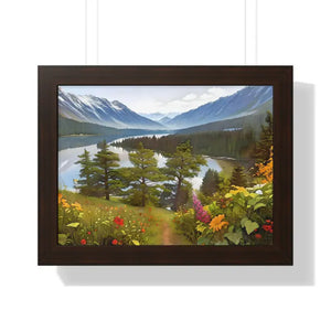 Mountains Adventure Awaits Framed Horizontal Poster - Dipaliz - 16″ x 12″ / Walnut - Posters Prints & Visual Artwork