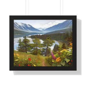 Mountains Adventure Awaits Framed Horizontal Poster - Dipaliz - 20’’ x 16’’ / Black - Posters Prints & Visual Artwork