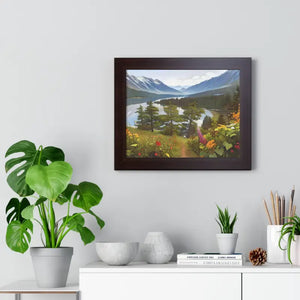 Mountains Adventure Awaits Framed Horizontal Poster - Dipaliz - 14″ x 11″ / Walnut - Posters Prints & Visual Artwork