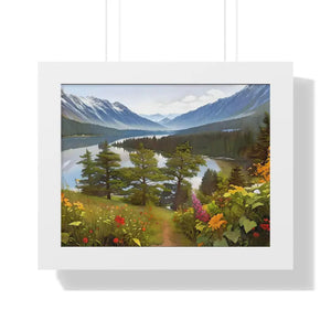 Mountains Adventure Awaits Framed Horizontal Poster - Dipaliz - 14″ x 11″ / White - Posters Prints & Visual Artwork