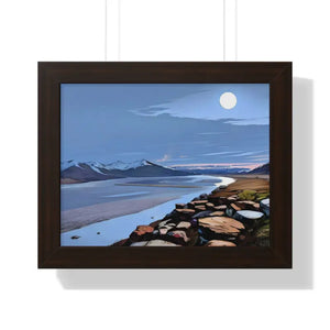 Gallery Canvas Wraps Mountain Sea View Framed Poster by Dipaliz - 14″ x 11″ / Walnut - Posters Prints & Visual Artwork