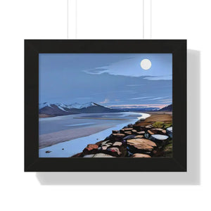 Gallery Canvas Wraps Mountain Sea View Framed Poster by Dipaliz - 14″ x 11″ / Black - Posters Prints & Visual Artwork