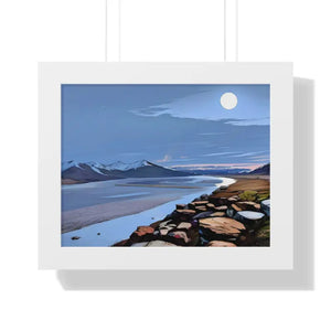 Gallery Canvas Wraps Mountain Sea View Framed Poster by Dipaliz - 14″ x 11″ / White - Posters Prints & Visual Artwork