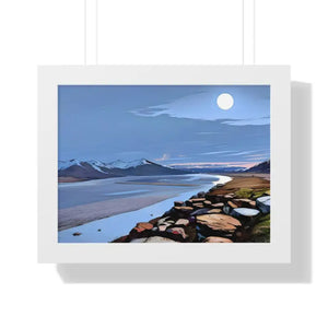 Gallery Canvas Wraps Mountain Sea View Framed Poster by Dipaliz - 16″ x 12″ / White - Posters Prints & Visual Artwork