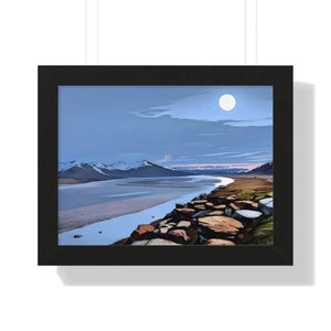 Gallery Canvas Wraps Mountain Sea View Framed Poster by Dipaliz - 16″ x 12″ / Black - Posters Prints & Visual Artwork