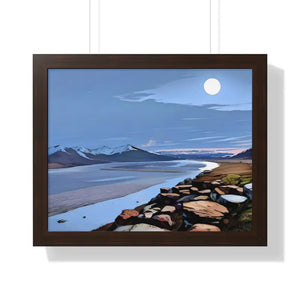 Gallery Canvas Wraps Mountain Sea View Framed Poster by Dipaliz - 20’’ x 16’’ / Walnut - Posters Prints & Visual Artwork