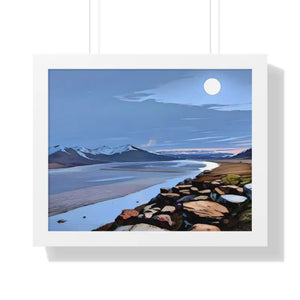 Gallery Canvas Wraps Mountain Sea View Framed Poster by Dipaliz - 20’’ x 16’’ / White - Posters Prints & Visual Artwork