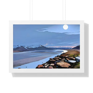 Gallery Canvas Wraps Mountain Sea View Framed Poster by Dipaliz - 24″ x 16″ / White - Posters Prints & Visual Artwork