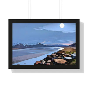 Gallery Canvas Wraps Mountain Sea View Framed Poster by Dipaliz - 24″ x 16″ / Black - Posters Prints & Visual Artwork