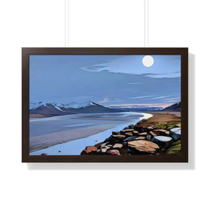 Gallery Canvas Wraps Mountain Sea View Framed Poster by Dipaliz - 30’’ x 20’’ / Walnut - Posters Prints & Visual Artwork